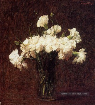  fleurs - Œillets blancs peintre de fleurs Henri Fantin Latour